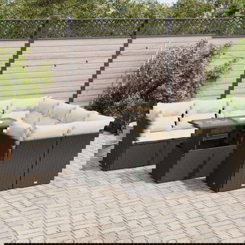 vidaXL 9-dijelni set vrtnih sofa s jastucima crni od poliratana Cijene