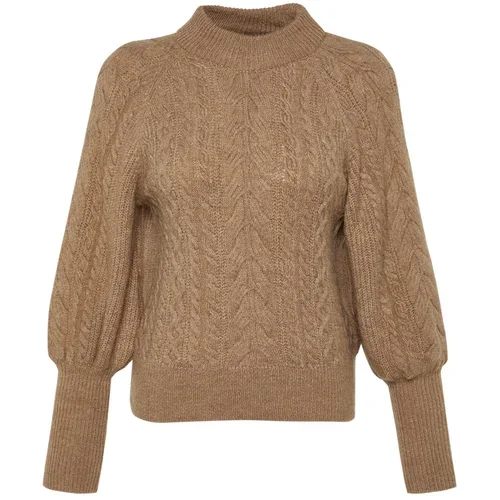 Trendyol Camel Soft-Textured Braids Sweater Sweater