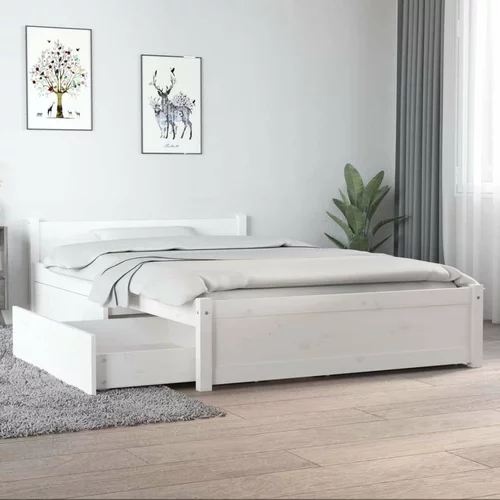  Okvir za krevet s ladicama bijeli 120 x 190 cm 4FT mali bračni