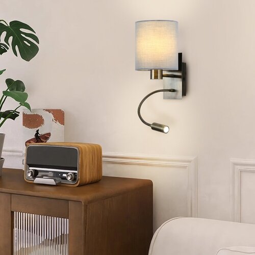  Brilagi-LED Fleksibilna zidna lampa NUBILA 1xE27/25W/230V+LED/3W mesing/krem Slike