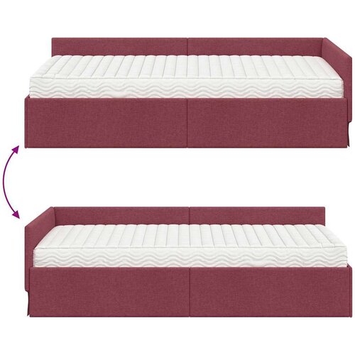  Kutni krevetni okvir s madracem Ostalo 2 pcs Crvena tkanina Slike