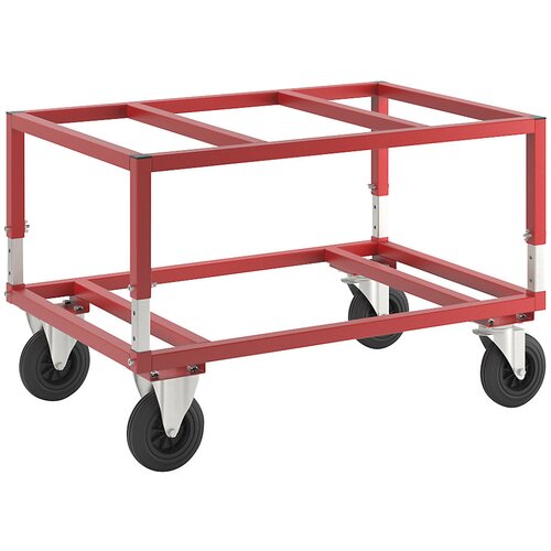 Kongamek transportni voziček za palete KM222, dxšxv 1200 x 800 x 655 - 830 mm, rdeče barve, 2 vrtljivi in 2 fiksni kolesi Cene