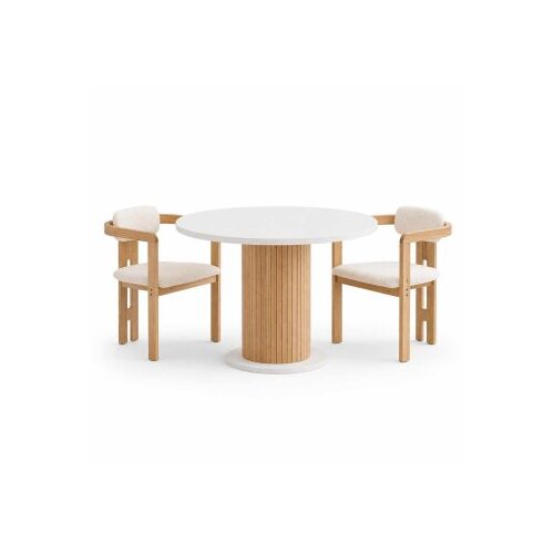Hanah home Set Trpezarijski sto i 4 stolice Bohemian Round Scandinavian 5 Slike