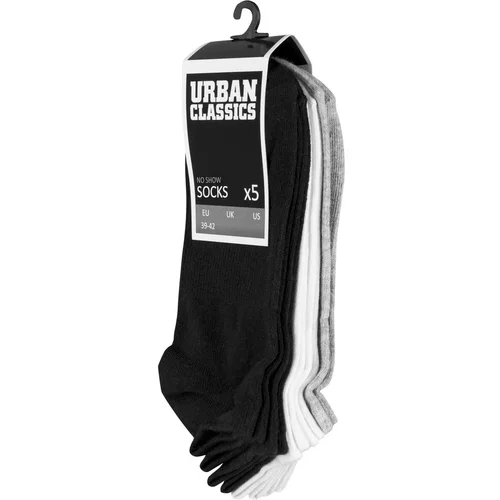 Urban Classics No Show Socks 5-Pack blk/wht/gry