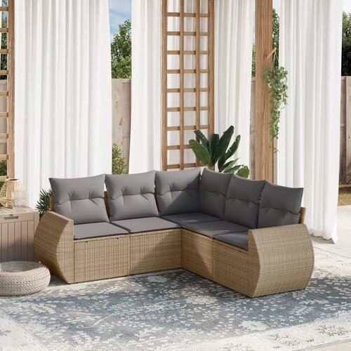 vidaXL 5-dijelni vrtni set sofa s jastucima bež od poliratana Cijene