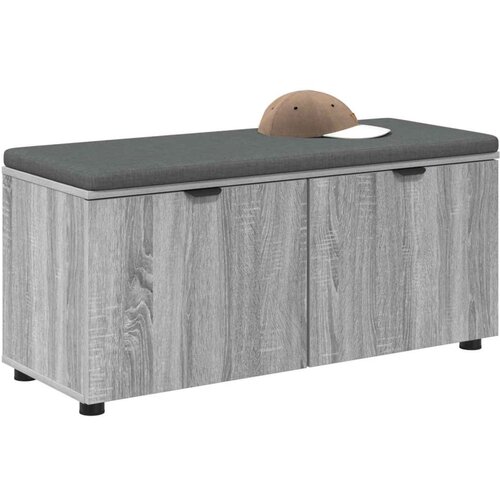  Klupa za hodnik s jastukom Siva Sonoma 100 x 38 x 46 cm Slike