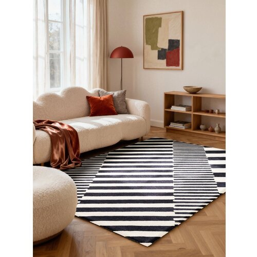 Elle Decoration Crno-bijeli ručno rađen vunen tepih 200x290 cm Stryve Flux &amp;ndash; Slike