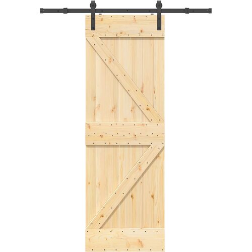 VidaXL Klizna vrata s priborom za montažu 70 x 210 cm masivna borovina Slike