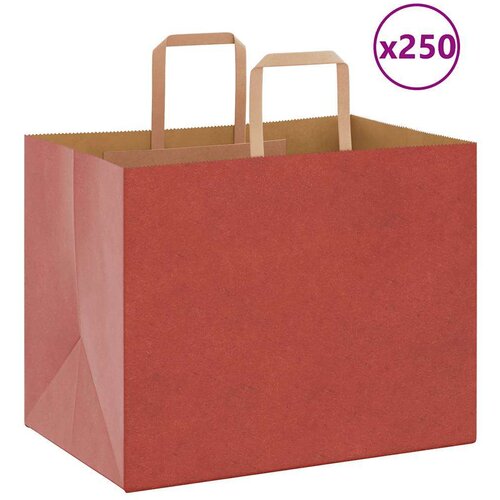  Papirnate vrećice 250 kom s ručkama crvene 32x22x24 cm Cene