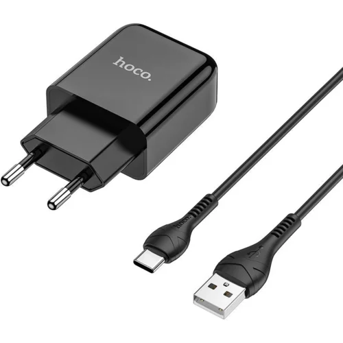 hoco. pametni hišni polnilec N2 z USB vtičem in s polnilnim kablom Type C 2,1A 10,5W - črn
