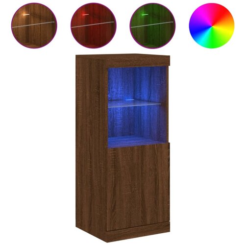 Maison Chic Komoda - Predalnik z LED lučkami dimljen rjav hrast 41x37x100 cm, (21721459) Slike