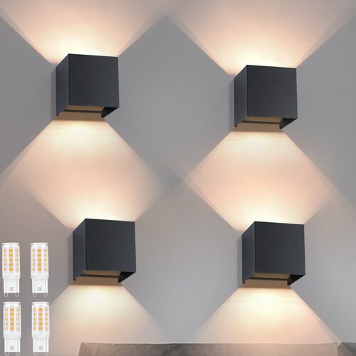 Nettlife 4 LED Stenske Svetilke Zun/Not, Črne Gor Dol, IP65, za Dom, Stopnišče, (22136433) Cene