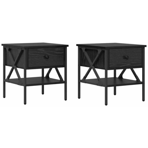 VidaXL Nočna omarica s predalom 2 pcs Črni hrast 40 x 42 x 45 cm, (5000044068) Slike