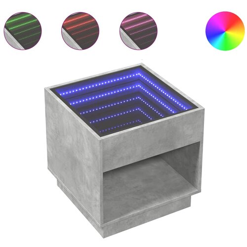 Maison Chic Nočna mizica - Nočna omarica - Nočna miza z neskončnimi LED betonsko siva 50x50x50 cm, (21687285) Slike
