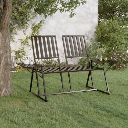 The Living Store Vrtna klop za 2 osebi 165 cm črno jeklo - Vrtna Klop, (21476339) Cene