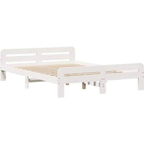 VidaXL okvir kreveta bez madraca bijeli 140 x 190 cm masivna borovina Slike
