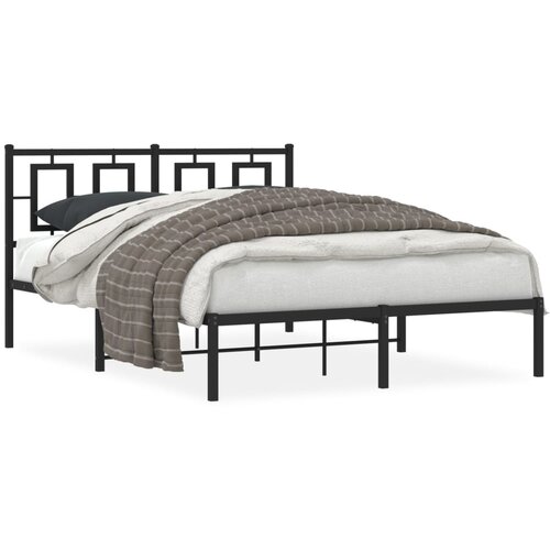 VidaXL Metalni okvir za krevet s uzglavljem crni 140x200 cm Slike