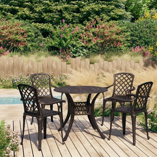  5-dijelni bistro set od lijevanog aluminija brončani Cene