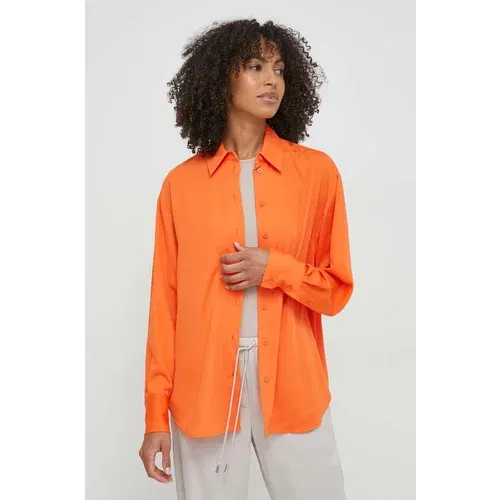 Calvin Klein Košulja za žene, boja: narančasta, relaxed, s klasičnim ovratnikom