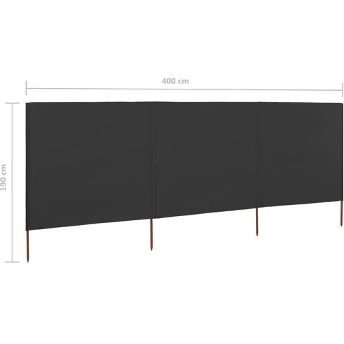 Vjetrobran s 3 panela od tkanine 400 x 160 cm antracit Slike