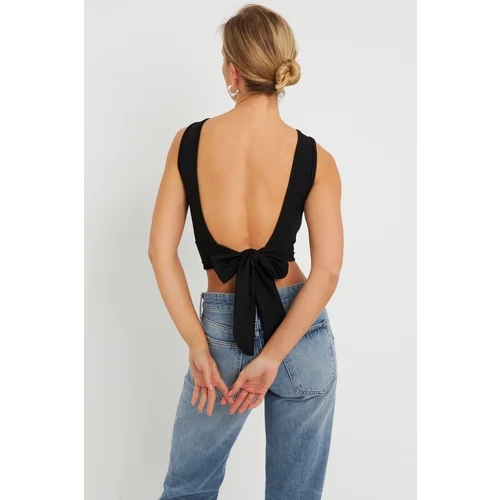 Cool & Sexy Women's Tie Back Crop Blouse Black