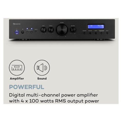 Auna AMP-CD608 DAB, HiFi stereo ojačevalnik, 4 x 100 W, RMS, DAB + BT, optični vhod, daljinski upravljalnik - Slike