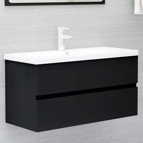 vidaXL Omarica za umivalnik črna 90x38,5x45 cm iverna plošča