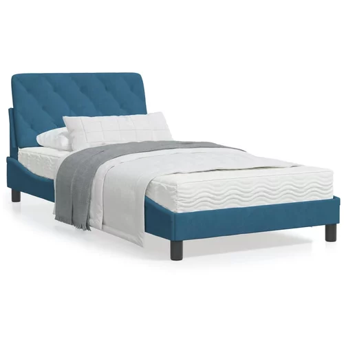 vidaXL Okvir kreveta s LED svjetlima plavi 100 x 200 cm baršunasti