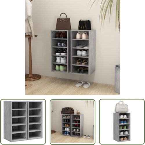 The Living Store Omarica za čevlje 2 kosa betonsko siva 31,5x35x70 cm iverna pl. - Omara Za Čevlje, (21744702) Cene