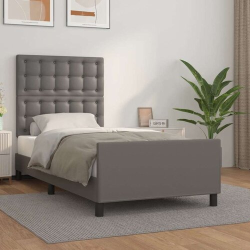  Posteljni okvir z vzglavjem siv 80x200 cm umetno usnje, (20902732) Slike