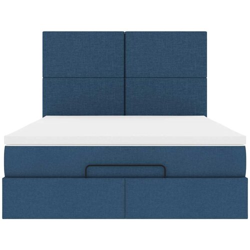  Otomanski okvir kreveta s madracem plavi 140x200cm od tkanine Slike