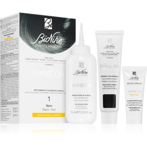 BioNike SHINE ON permanentna barva za lase odtenek 1 Black 1 kos Slike