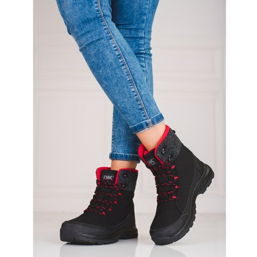 DK Lace-up snow boots women black red Slike