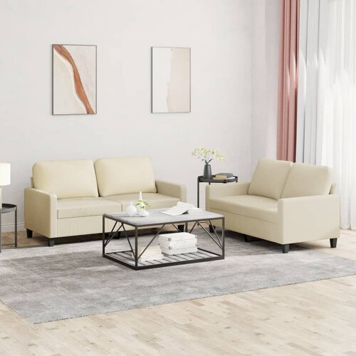  2-dijelni set sofa s jastucima krem od umjetne kože Cene