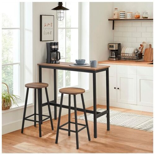 Hanah home mola set 100 - barok black black bar table & stool set (3 pieces) Slike