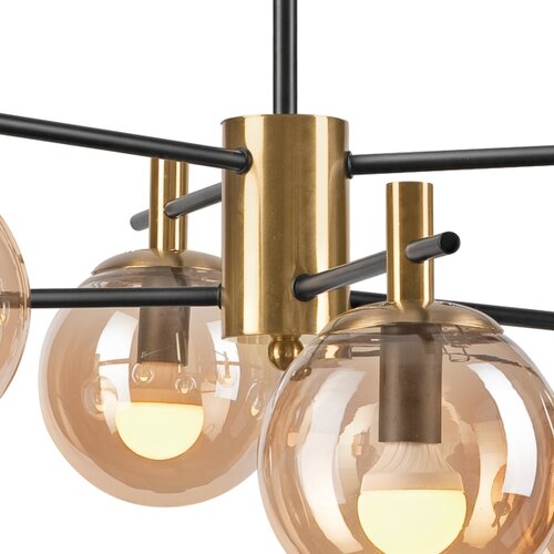  Luster na &amp;scaron;ipci LILOU 6xE14/5W/230V zlatna/crna/zadimljeno bež Slike