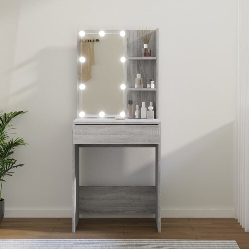 vidaXL toaletni stolić s led svjetlima boja hrasta sonome 60x40x140 cm Cijene