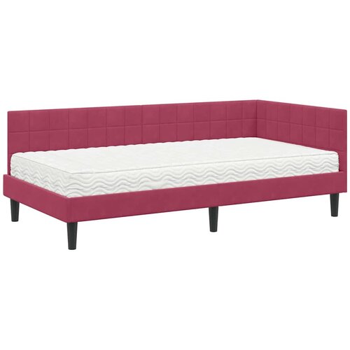  Kutni krevetni okvir s madracem 2 kom. Vinska crvena 100 x 200 cm Slike