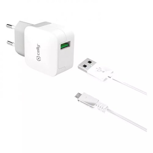 Celly Wall Charger 2.4A USB-C+Micro USB cable Slike
