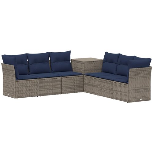  Set sofe 7 pcs Siva i tamnoplava Poli Rattan i čelik Slike