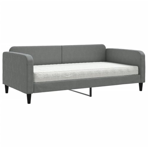  Dnevni krevet s madracem tamnosivi 100 x 200 cm od tkanine Slike
