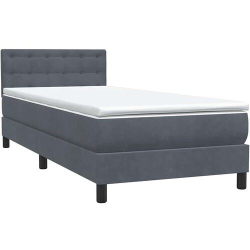vidaXL Box spring postelja z vzmetnico temno siva 80x210 cm žamet Cene