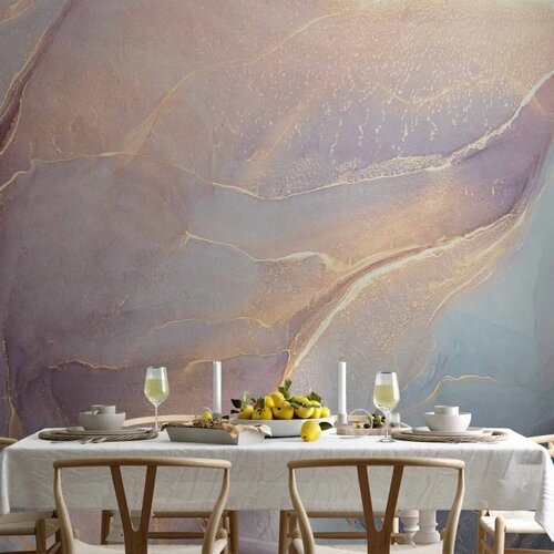  Foto tapeta - Pink and Blue Marble - Abstract Watercolour With Gold Accent 200x140 Vodootporna Cene