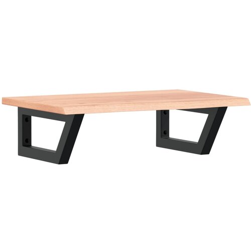  Zidna polica za umivaonik od čelika i masivne hrastovine Smeđa 60 x 40 x 2 cm Slike