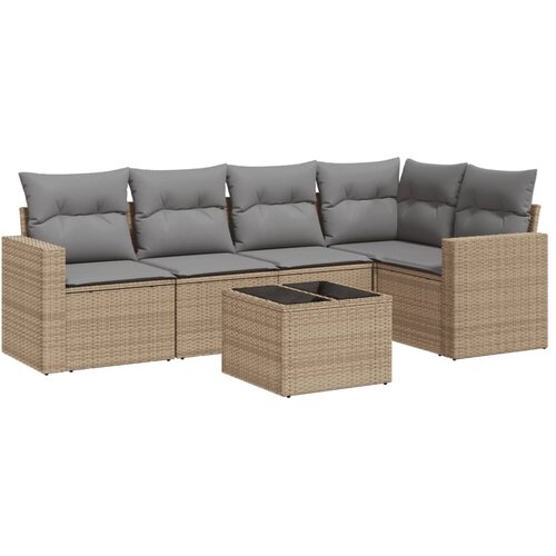  6-dijelni set vrtnih sofa s jastucima bež od poliratana 65.5 x 62 x 69 cm Slike
