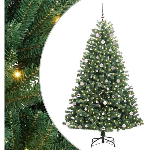  Umjetno božićno drvce Zelena 240 cm PVC i Čelik i Plastika 125 x 125 x 240 cm Slike