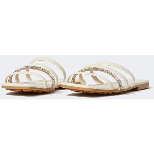 Defacto Women Flat Sole Double Band Faux Leather Slippers Slike