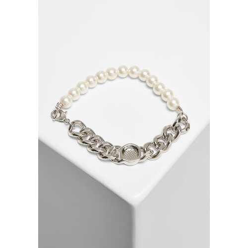 Urban Classics Accessoires Pearl bracelet with flat chain silver Cene