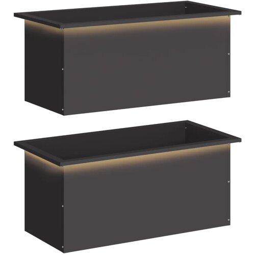  Vrtna posuda za sadnju s LED svjetlom 2 kom. Crna - Crna 40 x 80 x 40 cm 2 Slike