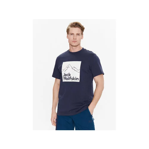 Jack Wolfskin Majica Brand 1809021 Mornarsko modra Regular Fit
